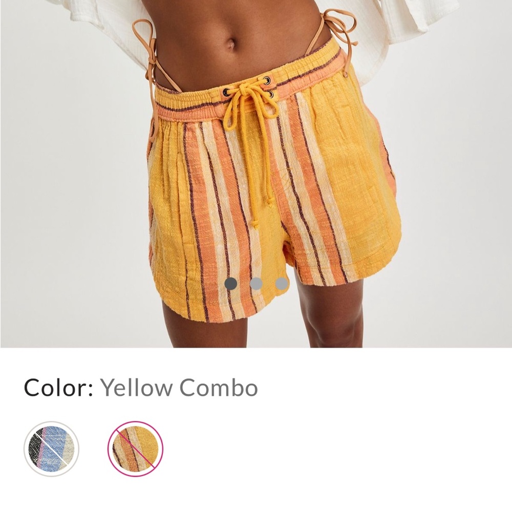 Free People Yellow Combo Striped Shorts